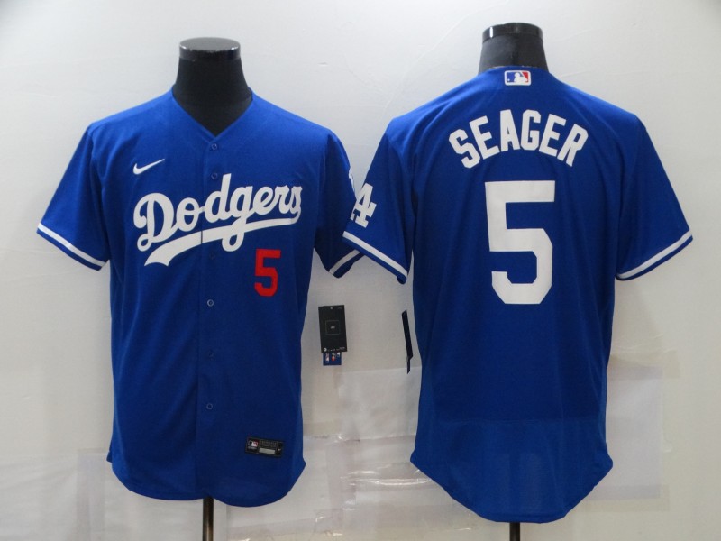 Men Los Angeles Dodgers 5 Seager Blue Game Nike MLB Jerseys